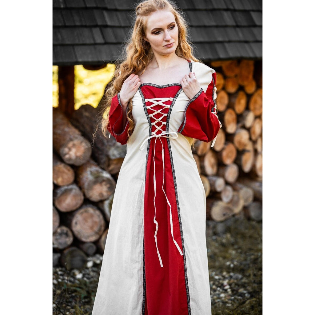 Productafbeelding Middeleeuwse jurk Amalia beige-rood