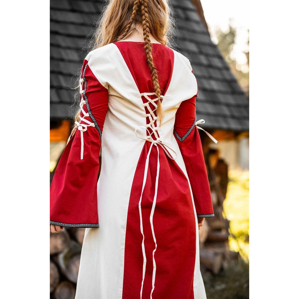 Productafbeelding Middeleeuwse jurk Amalia beige-rood