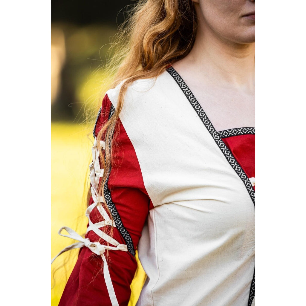 Productafbeelding Middeleeuwse jurk Amalia beige-rood