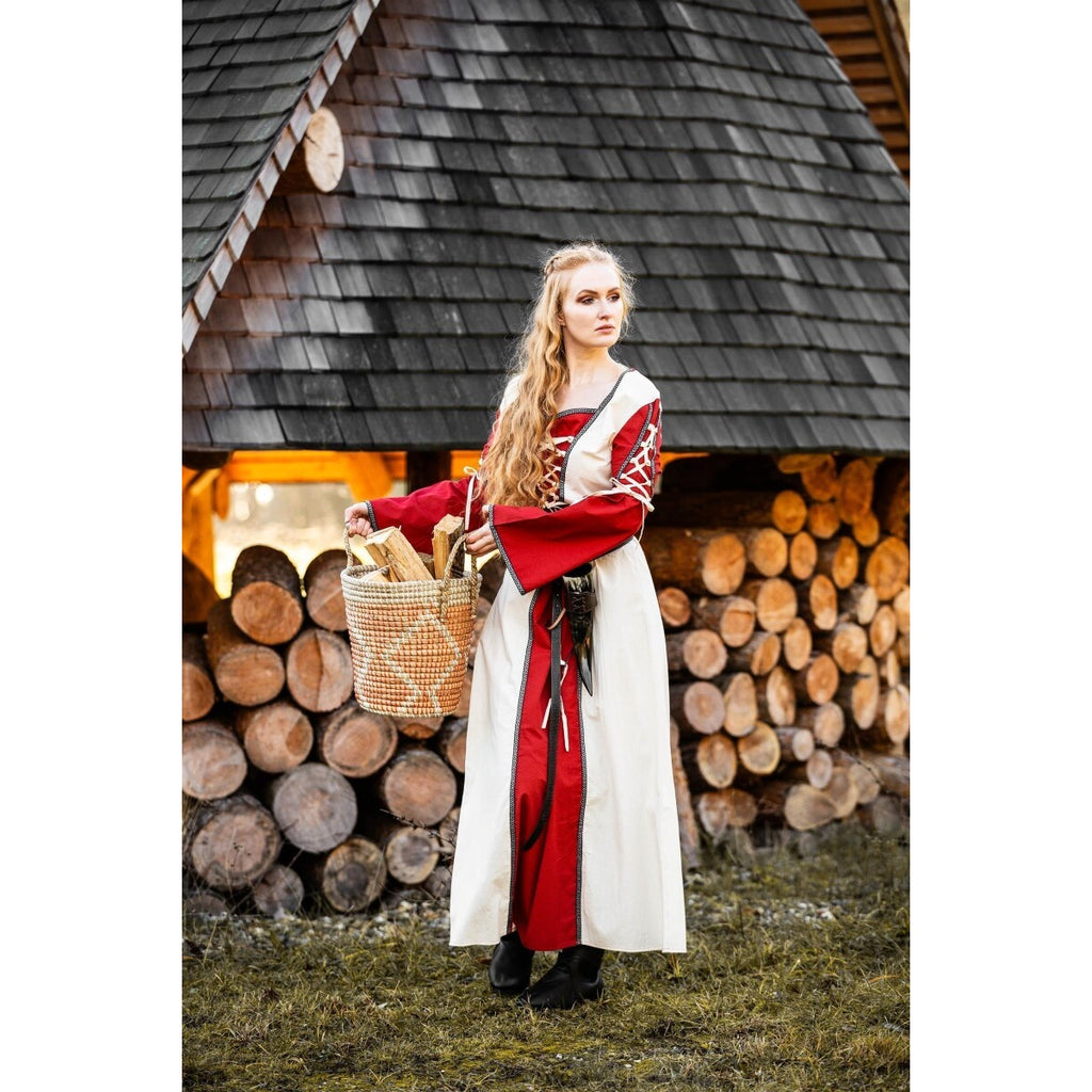 Productafbeelding Middeleeuwse jurk Amalia beige-rood