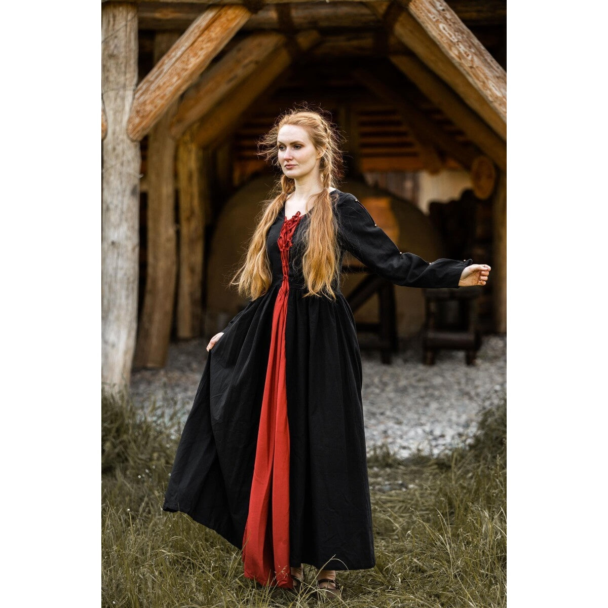 Image produit Robe médiévale Méduse noir-rouge