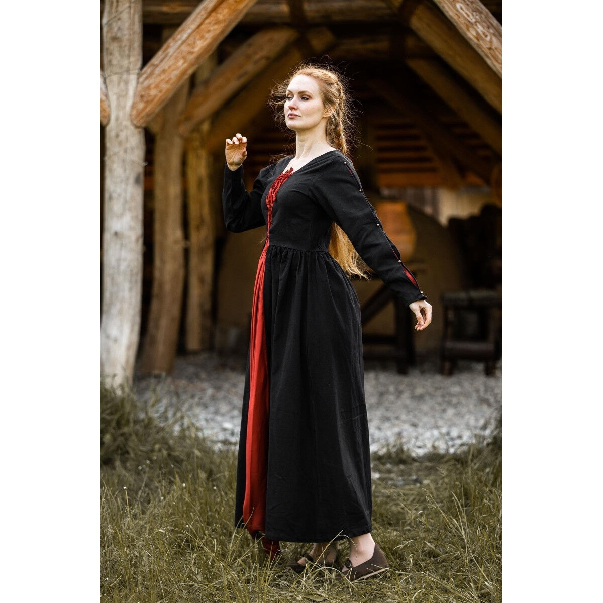 Image produit Robe médiévale Méduse noir-rouge