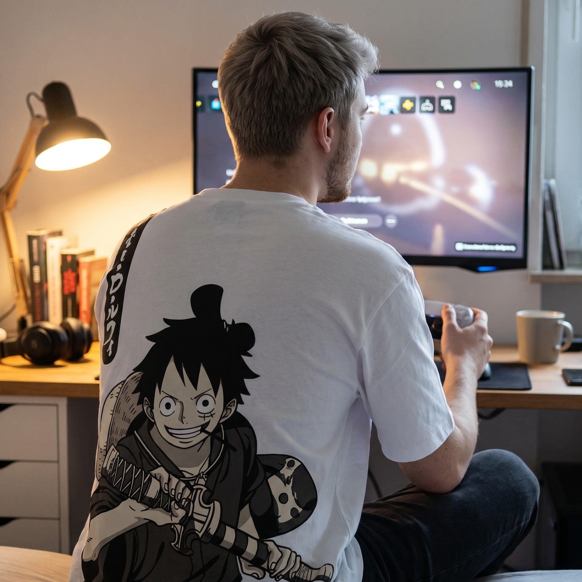 Image produit One Piece - T-shirt oversize Luffy blanc