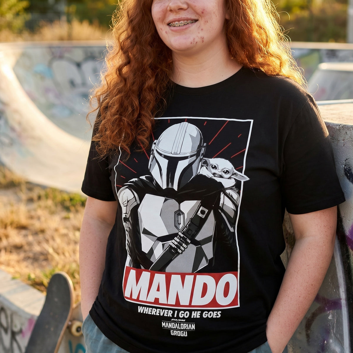Produktbild Mando Wherever I Go He Goes T-Shirt schwarz - Star Wars The Mandalorian