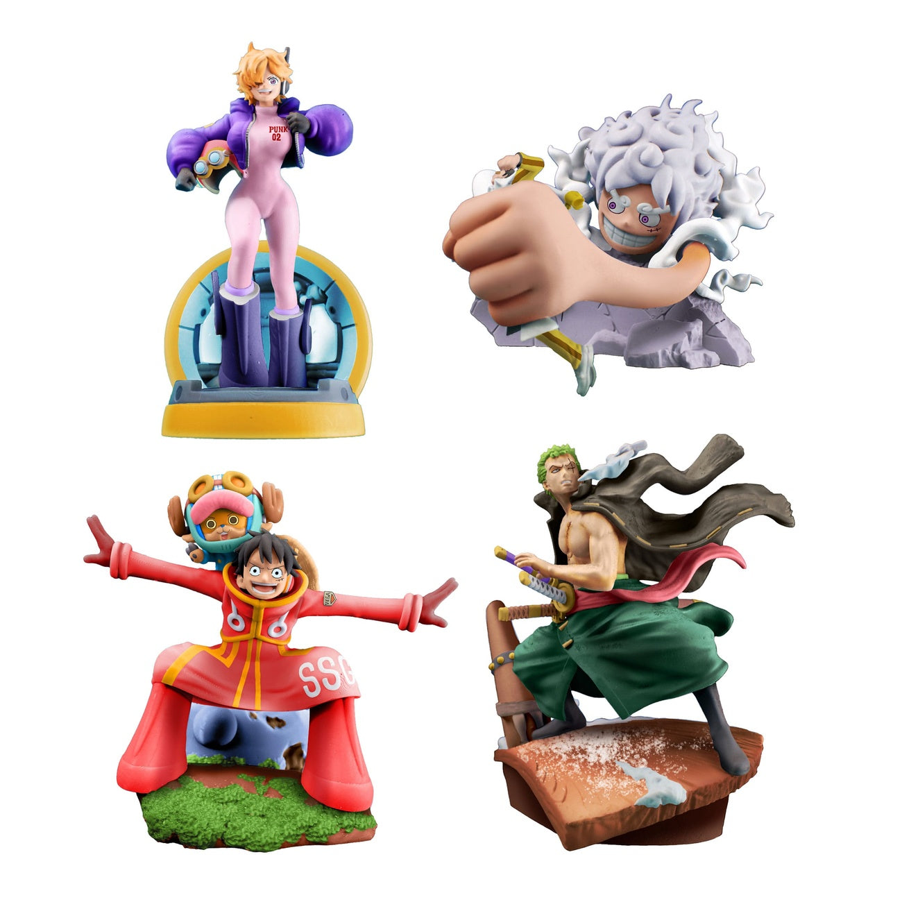 Productafbeelding One Piece Petitrama PVC Mini-standbeeld Logbox Re Birth Egghead Set 9 cm