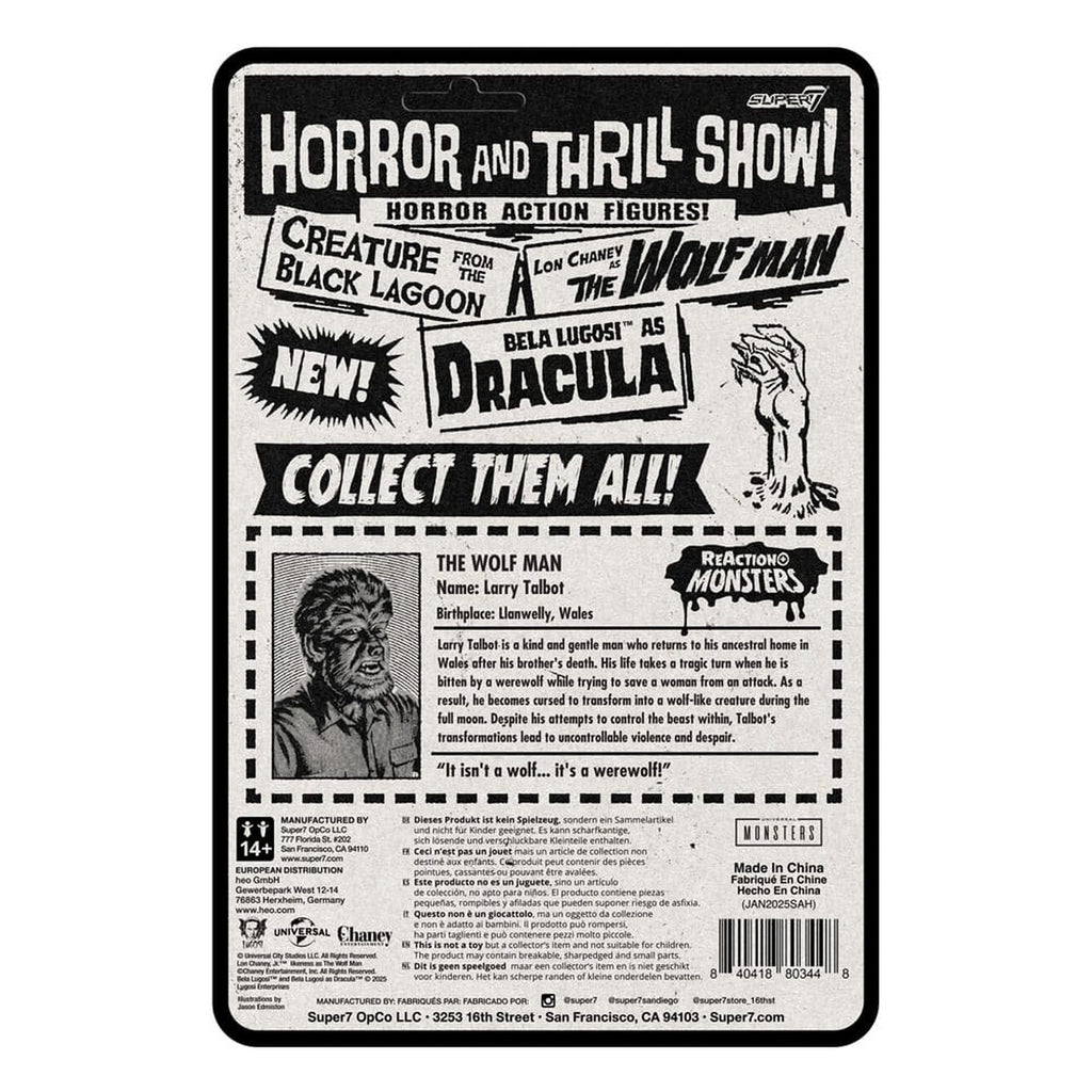 Image produit Universal Monsters Figurine articulée ReAction+ Wave 1 The Wolf Man 10 cm
