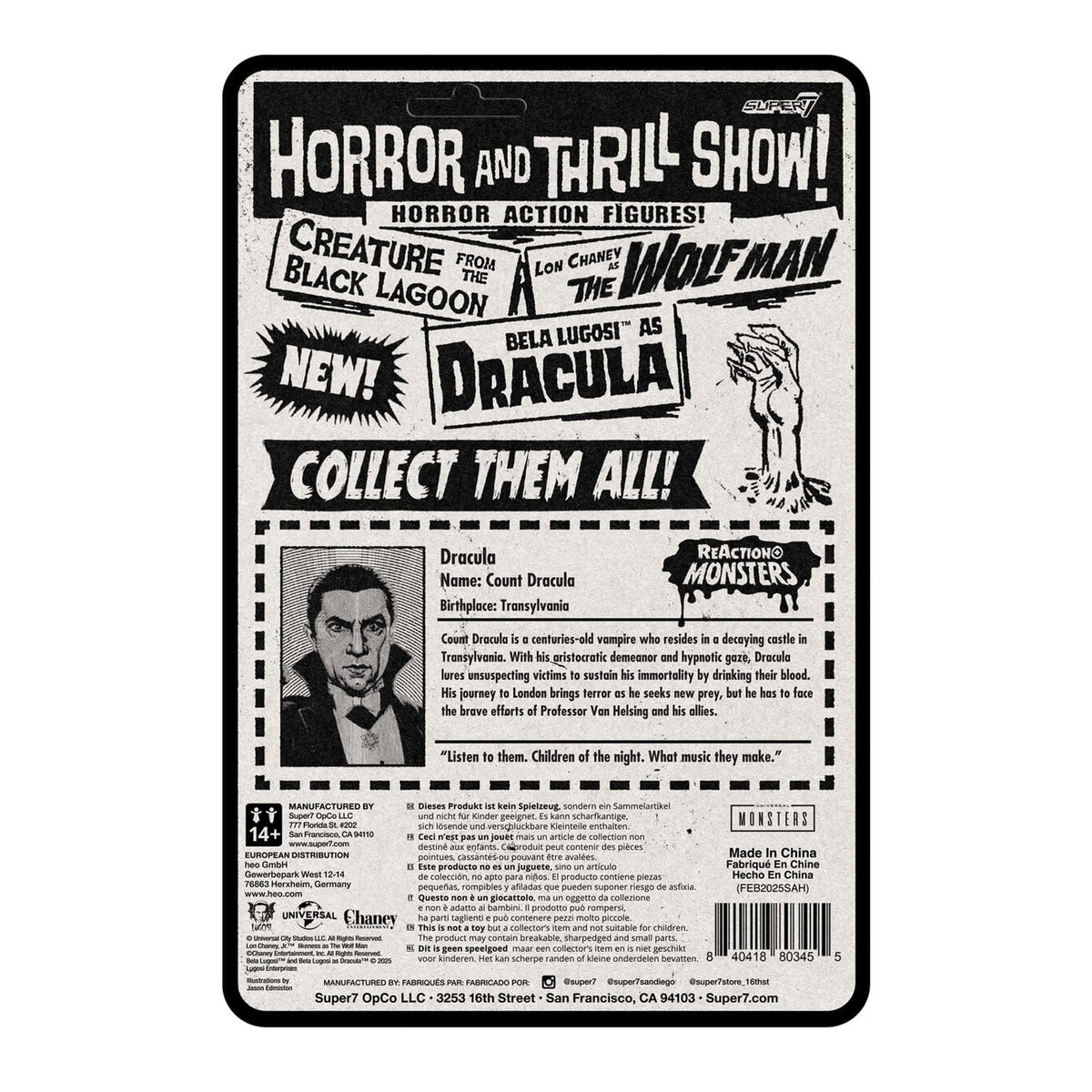 Produktbild Universal Monsters ReAction+ Actionfigur Wave 1 Dracula 10 cm