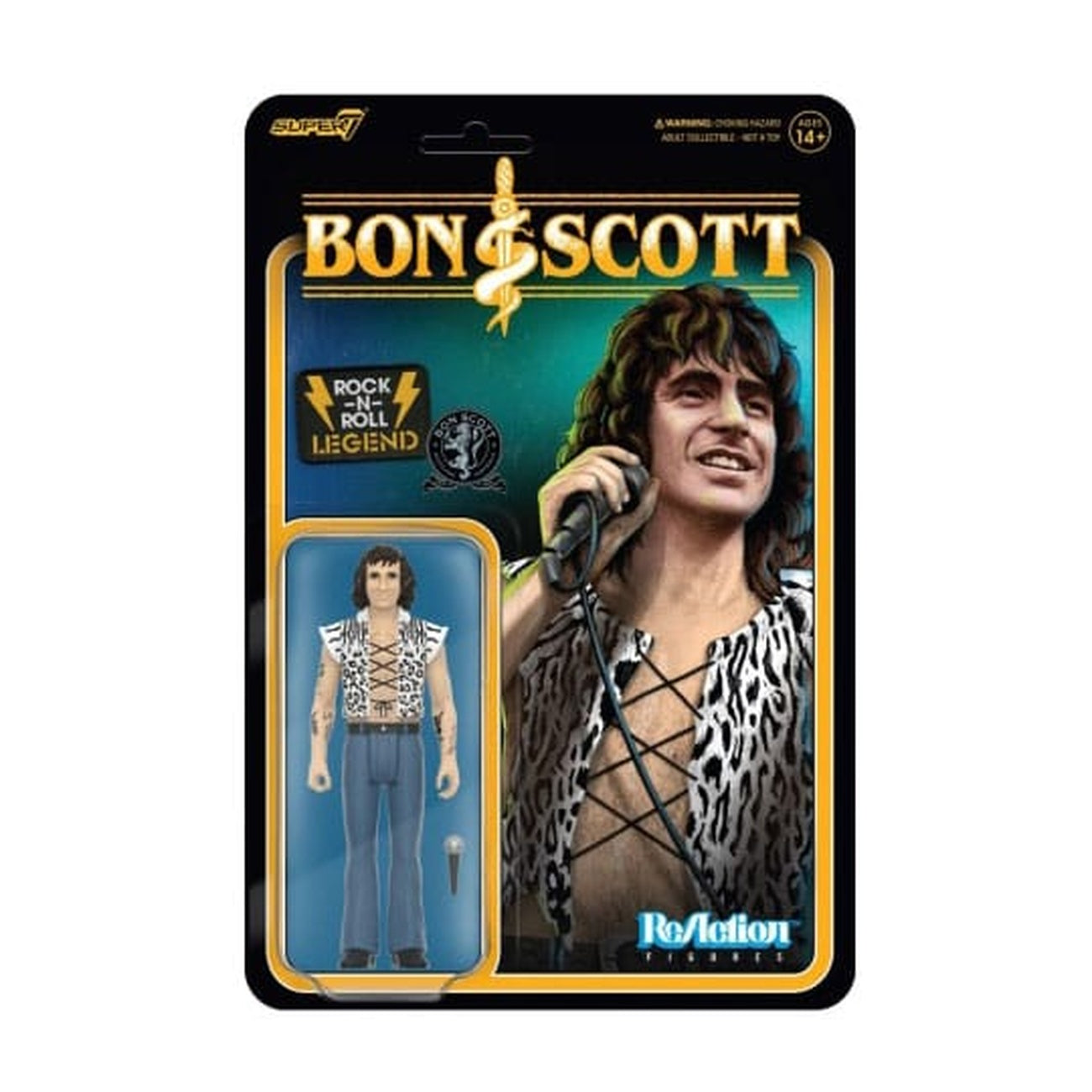 Image produit Bon Scott figurine articulée ReAction Wave 02 Bon Scott (Leopard Print) 10 cm