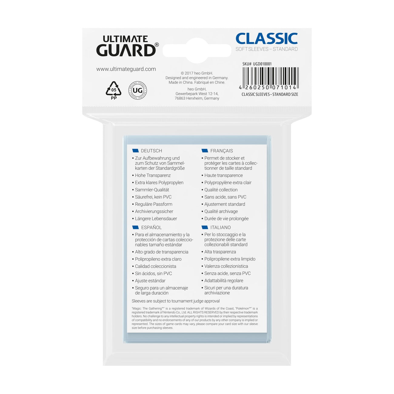 Image produit Ultimate Guard Pochettes Classiques Format Standard (100)