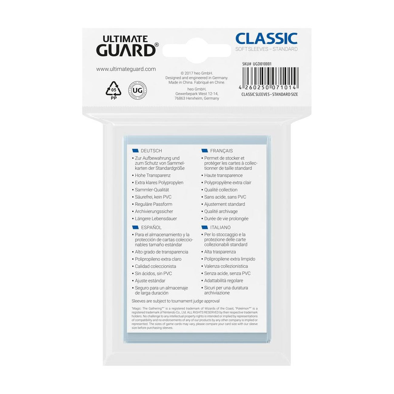 Image produit Ultimate Guard Pochettes Classiques Format Standard (100)