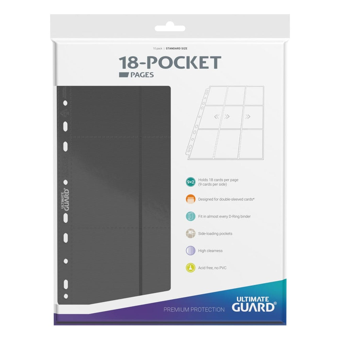 Image produit Ultimate Guard Pages 18 Poches à Chargement Latéral (10) - Gris