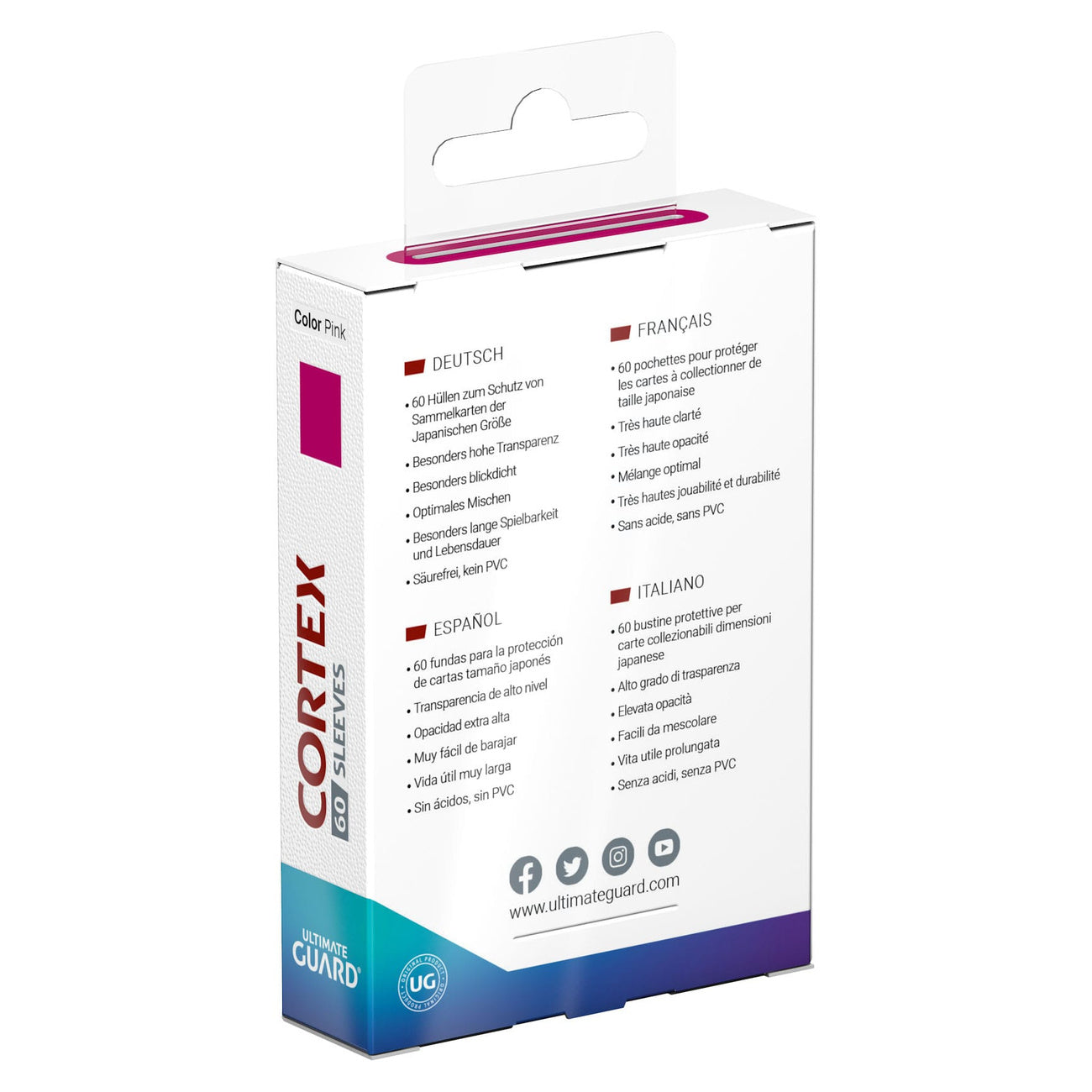 Productafbeelding Ultimate Guard Cortex Sleeves Japans formaat (60) - Roze