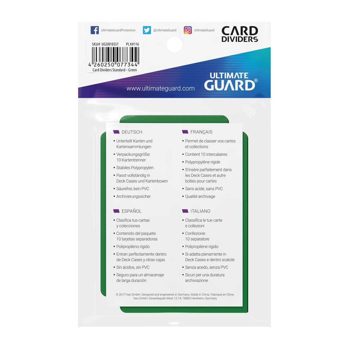 Productafbeelding Ultimate Guard Kaartscheiders Standaardformaat (10) - Groen