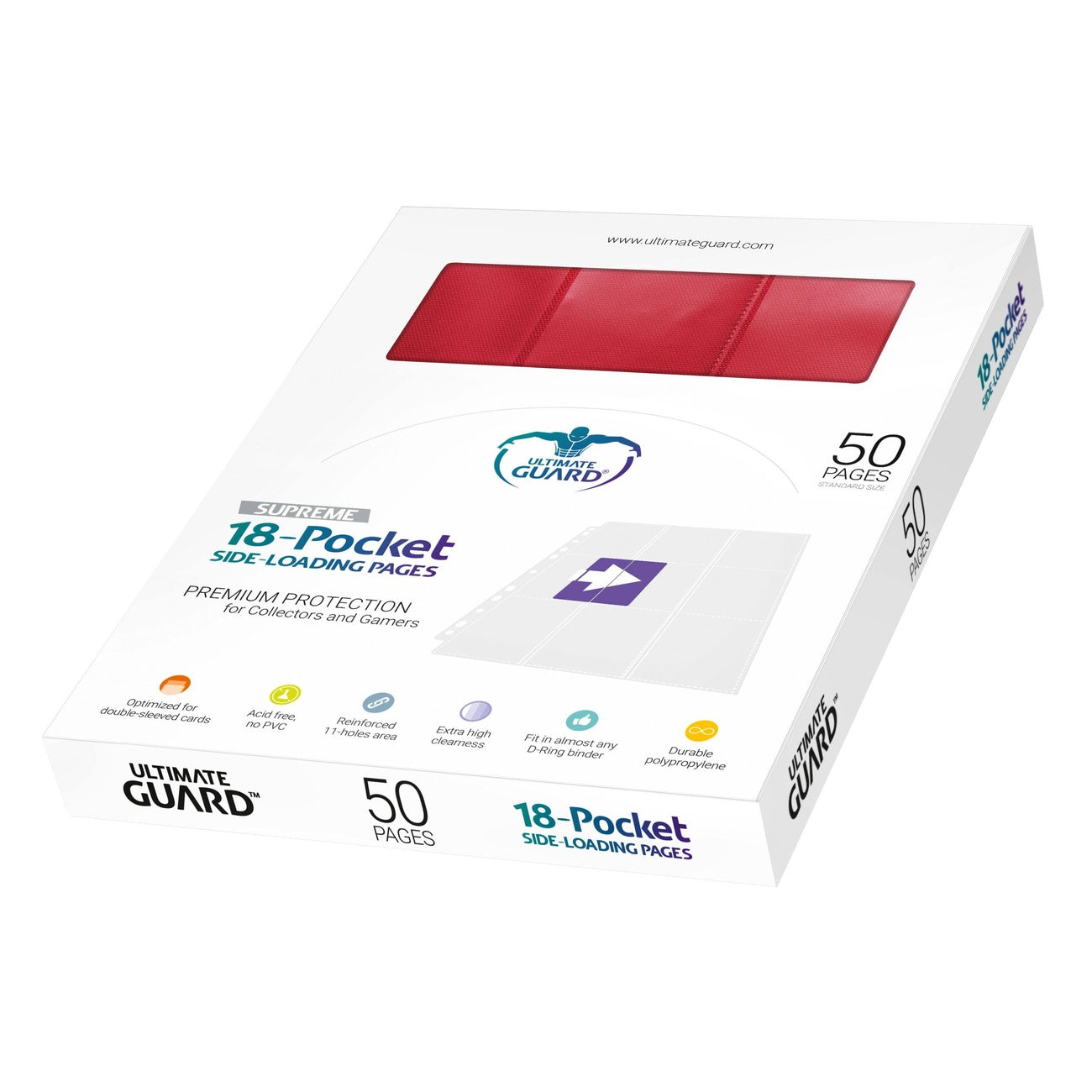 Produktbild Ultimate Guard 18-Pocket Pages Side-Loading (50) - Red