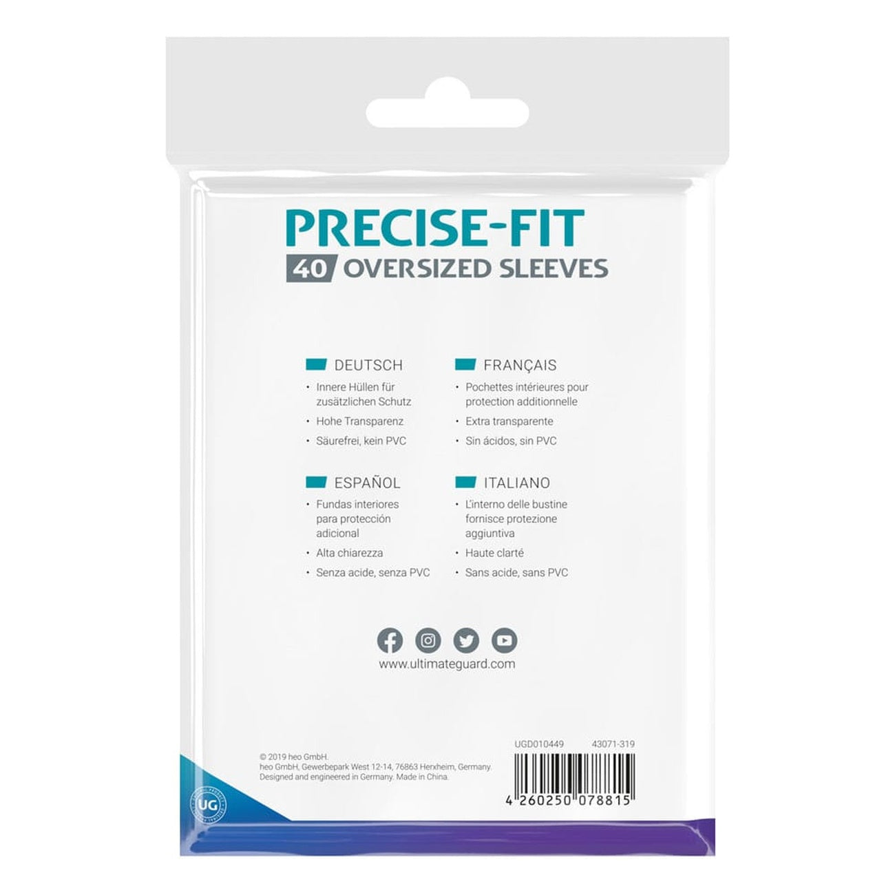 Productafbeelding Ultimate Guard Precise-Fit Oversized Sleeves (40)