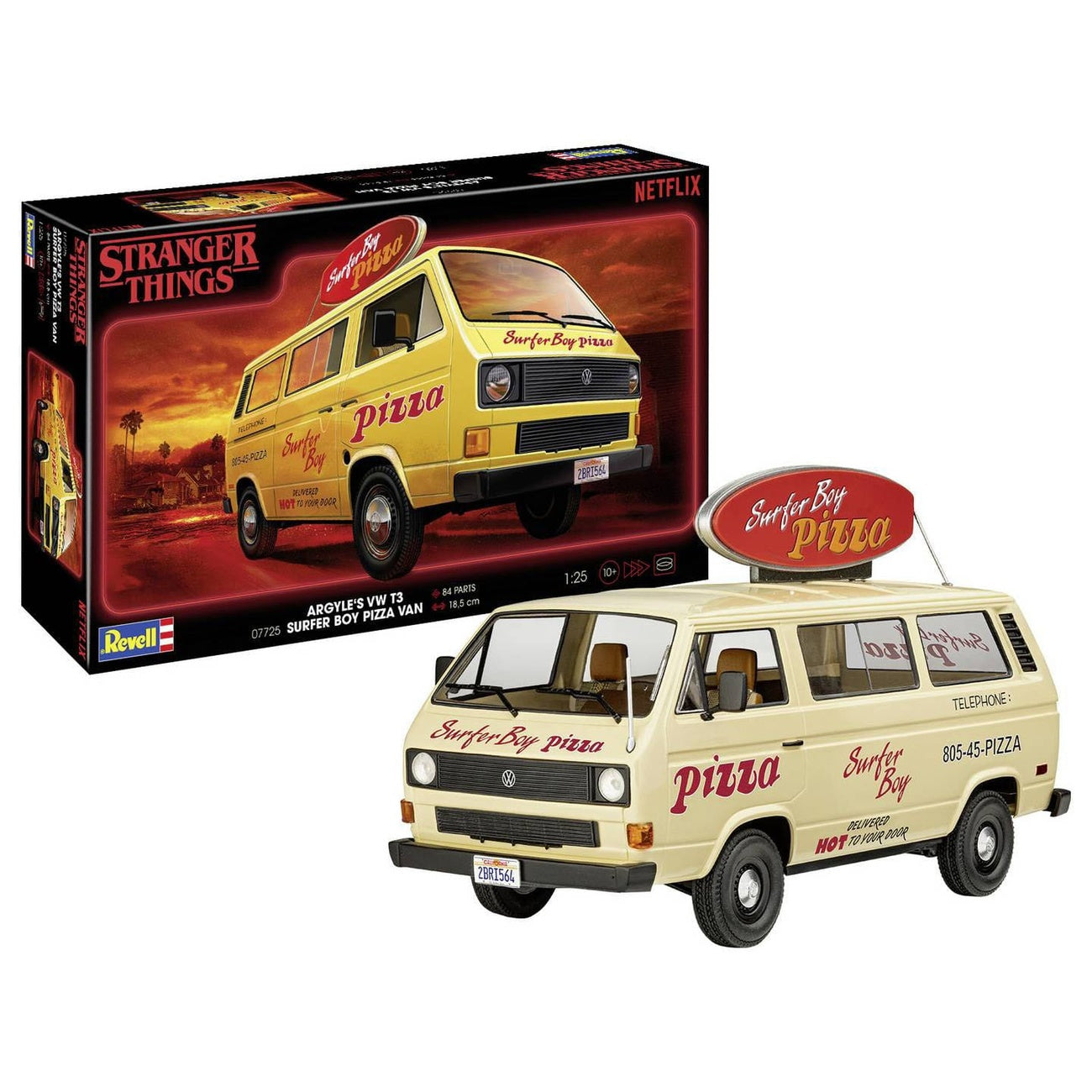 Productafbeelding Stranger Things Modelbouwset 1/25 VW T3 Bus Surfer Boy 19 cm