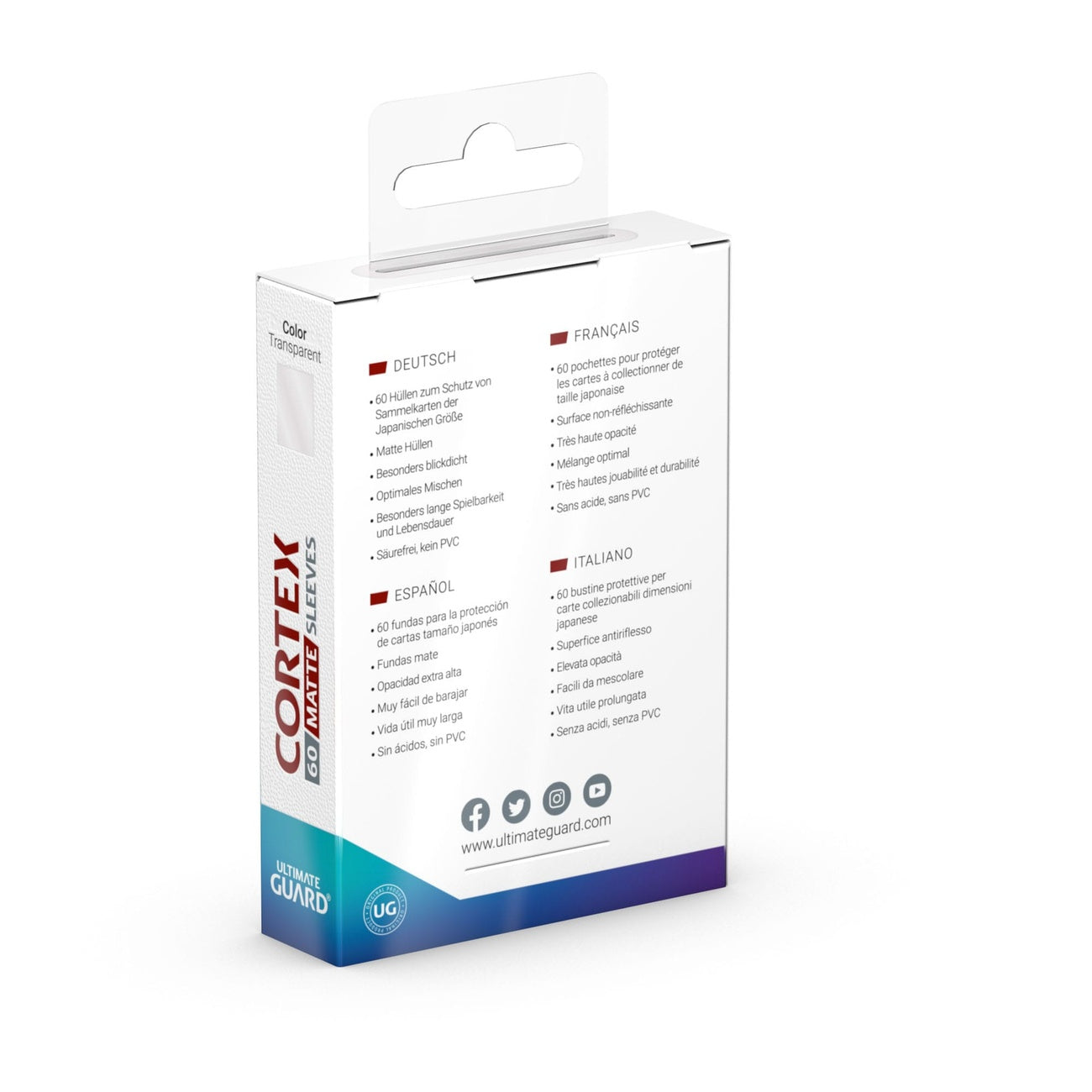 Image produit Ultimate Guard Protèges-cartes Cortex Mat Taille Japonaise (60) - Transparent