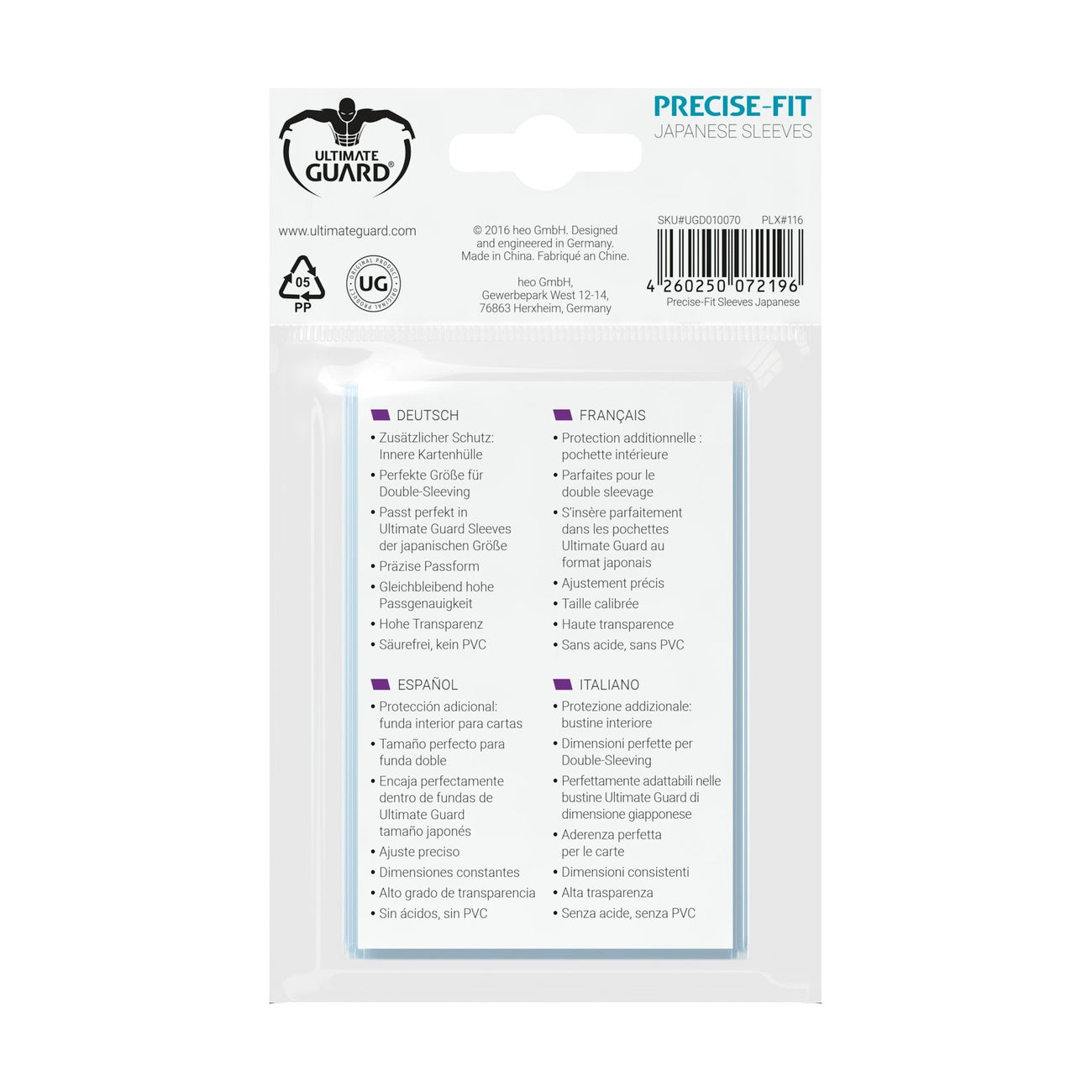 Productafbeelding Ultimate Guard Precise-Fit Sleeves Japans formaat (100)