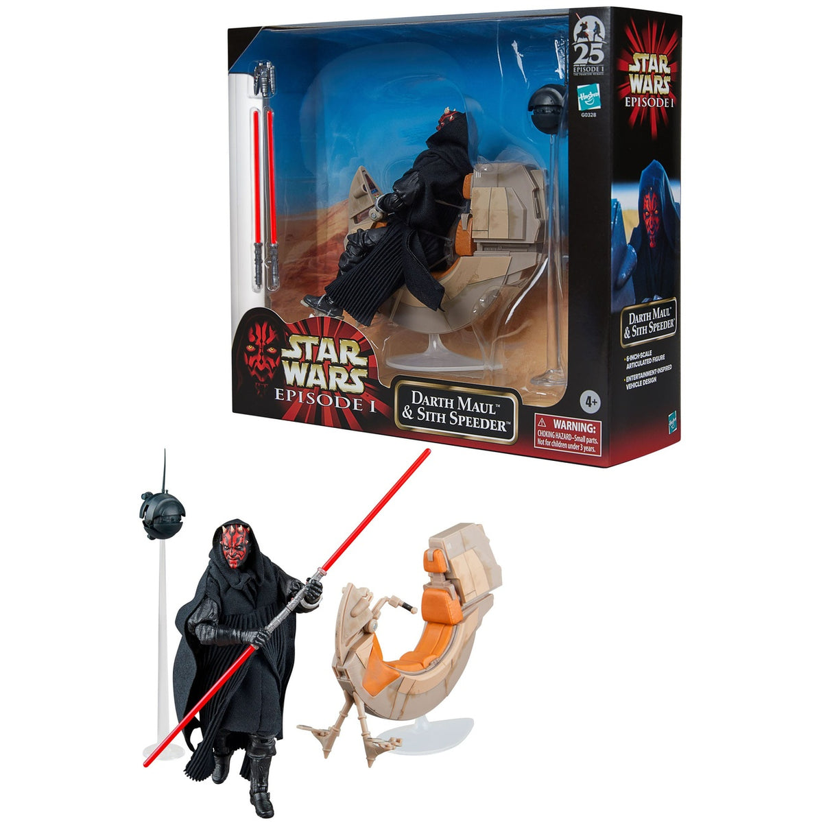 Image produit Star Wars Épisode I Black Series Véhicule avec figurine articulée Darth Maul & Sith Speeder 25e anniversaire