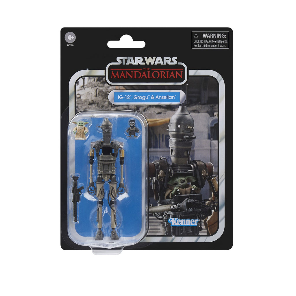 Produktbild Star Wars: The Mandalorian Vintage Collection Actionfiguren 3er-Pack IG-12, Grogu & Anzellan 10 cm