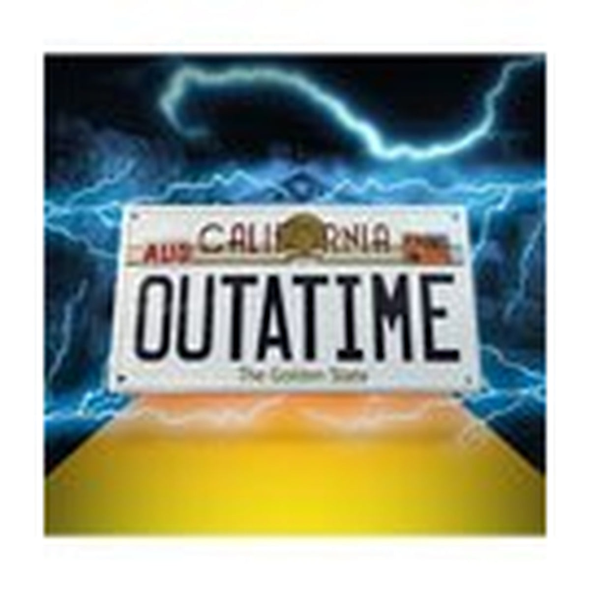 Produktbild Zurück in die Zukunft Me­tall­schild Outatime DeLorean Nummernschild