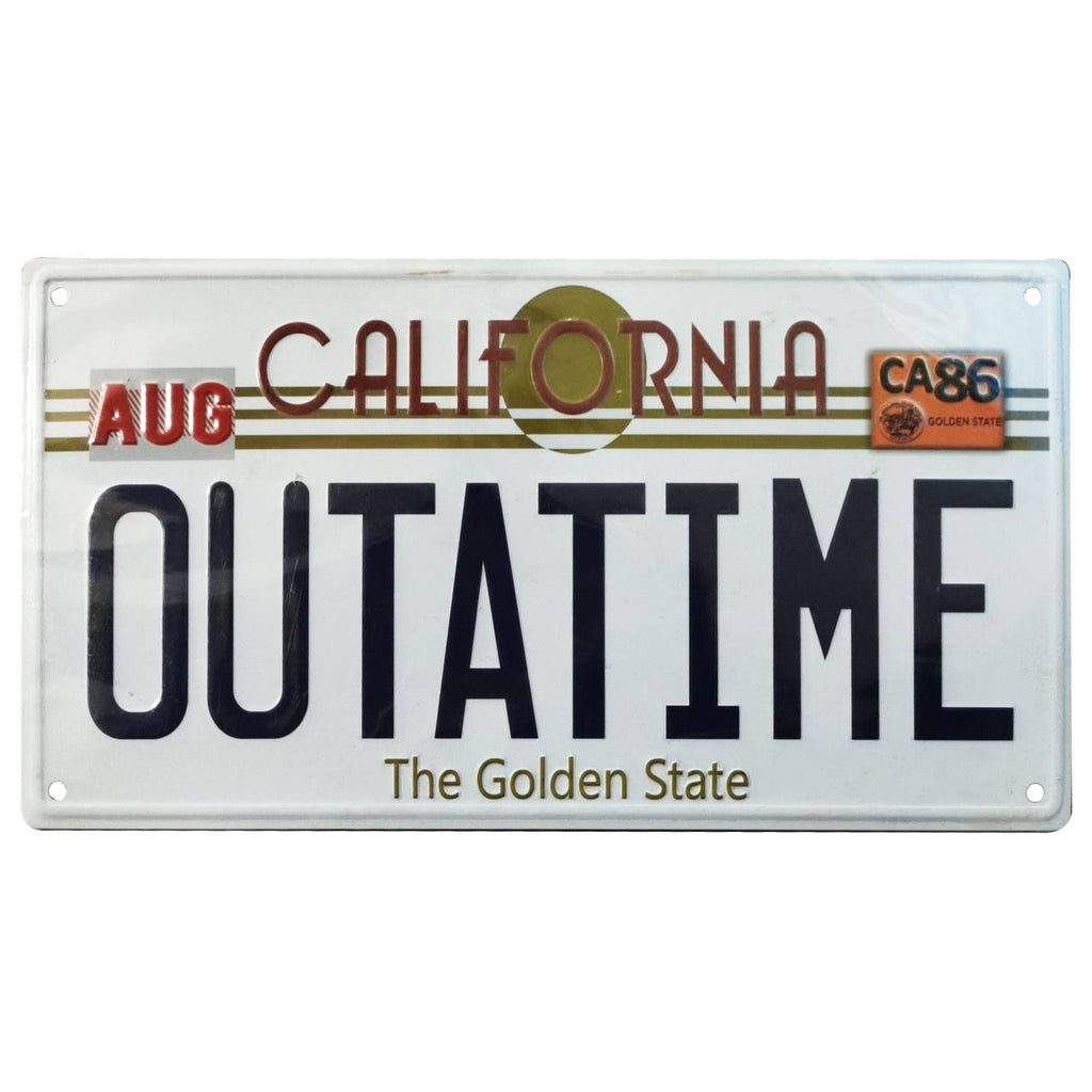 Image produit Retour vers le futur Plaque métallique Outatime Plaque d'immatriculation DeLorean
