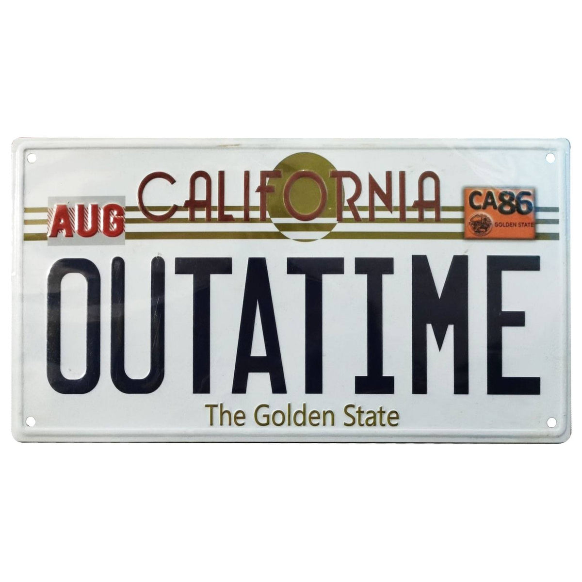 Produktbild Zurück in die Zukunft Me­tall­schild Outatime DeLorean Nummernschild