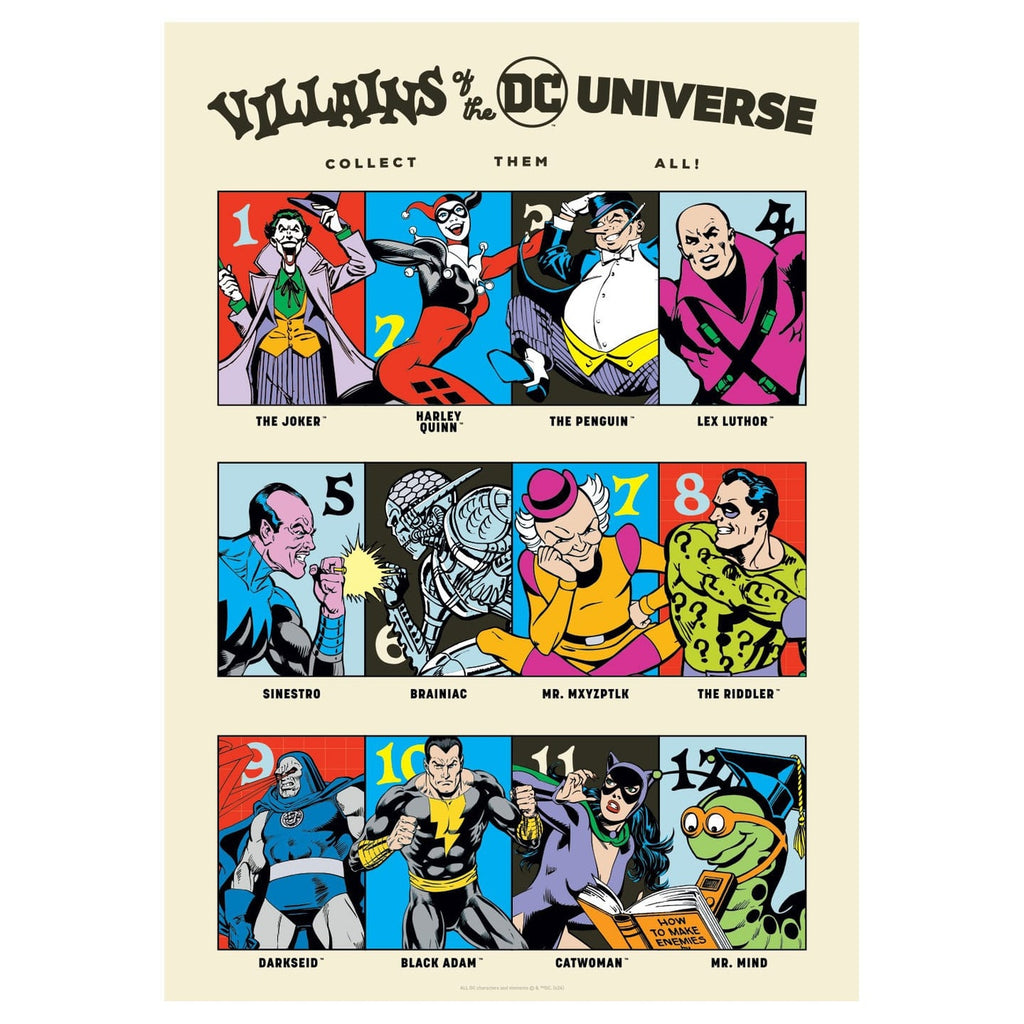 Image produit DC Comics Affiche d’art 90e anniversaire Villains Édition limitée 42 x 30 cm