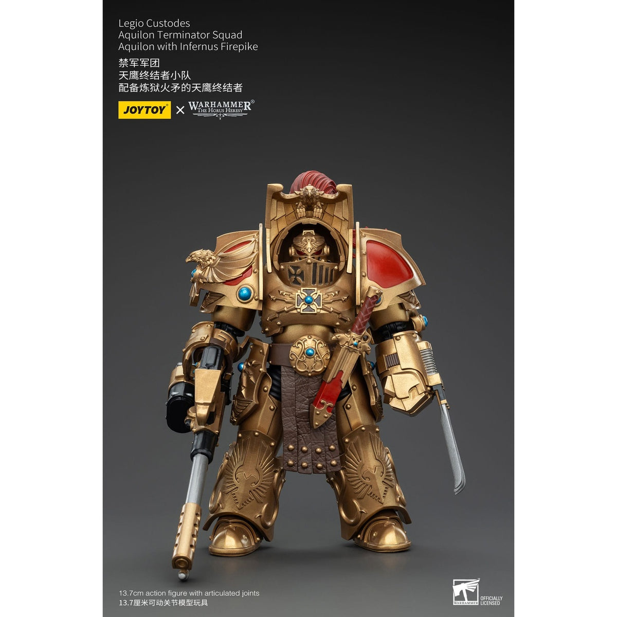 Productafbeelding Warhammer The Horus Heresy Actiefiguur 1/18 Legio Custodes Aquilon Terminator Squad Aquilon met Infernus Firepike 14 cm