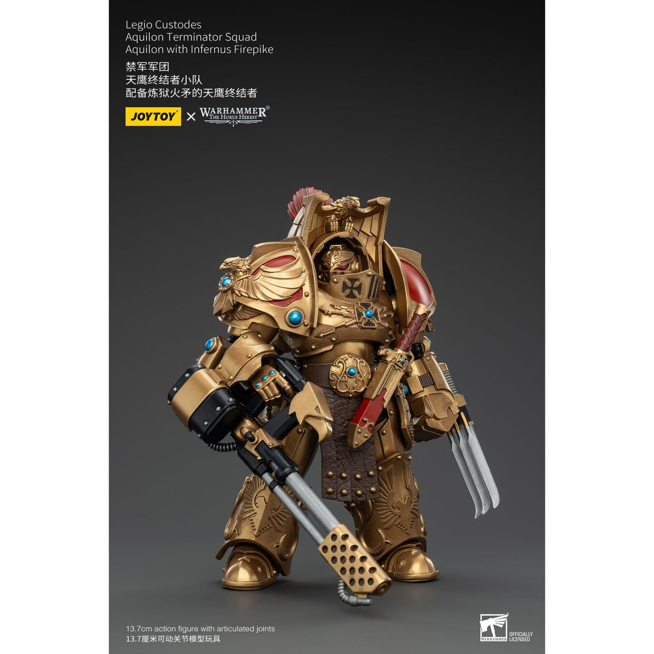 Productafbeelding Warhammer The Horus Heresy Actiefiguur 1/18 Legio Custodes Aquilon Terminator Squad Aquilon met Infernus Firepike 14 cm