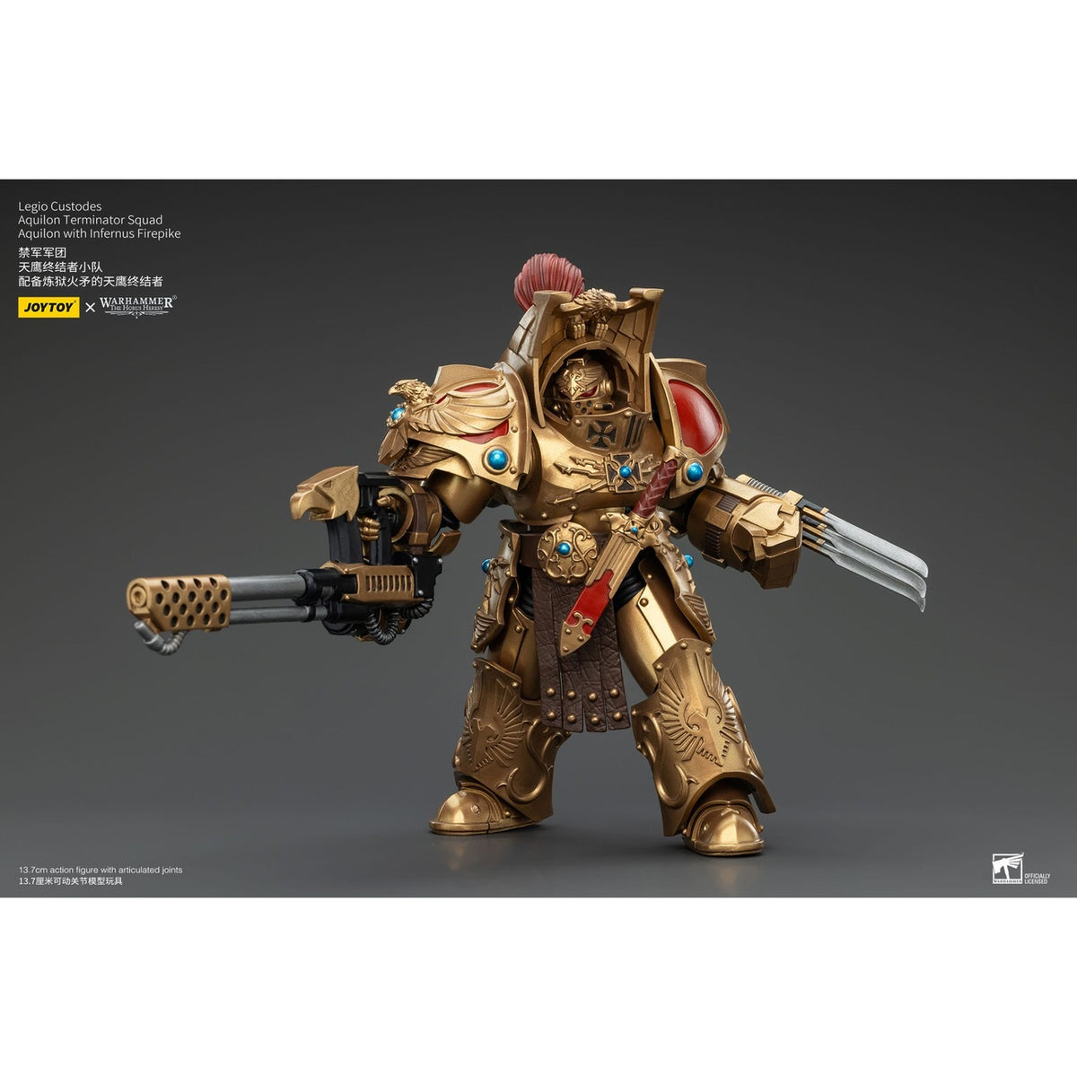 Productafbeelding Warhammer The Horus Heresy Actiefiguur 1/18 Legio Custodes Aquilon Terminator Squad Aquilon met Infernus Firepike 14 cm