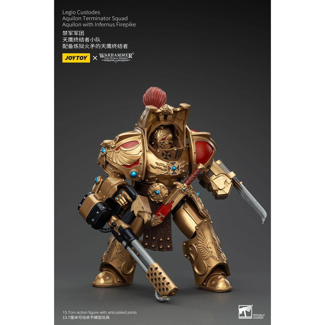 Productafbeelding Warhammer The Horus Heresy Actiefiguur 1/18 Legio Custodes Aquilon Terminator Squad Aquilon met Infernus Firepike 14 cm