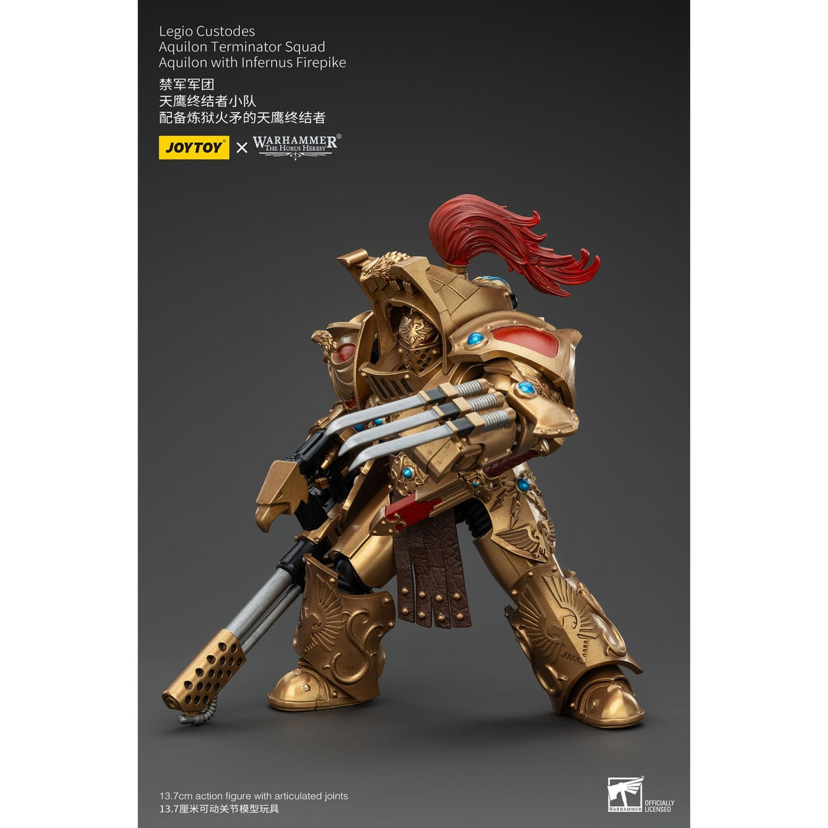 Image produit Warhammer The Horus Heresy Figurine articulée 1/18 Legio Custodes Aquilon Terminator Squad Aquilon avec Infernus Firepike 14 cm