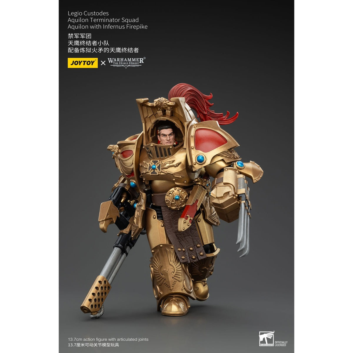 Image produit Warhammer The Horus Heresy Figurine articulée 1/18 Legio Custodes Aquilon Terminator Squad Aquilon avec Infernus Firepike 14 cm