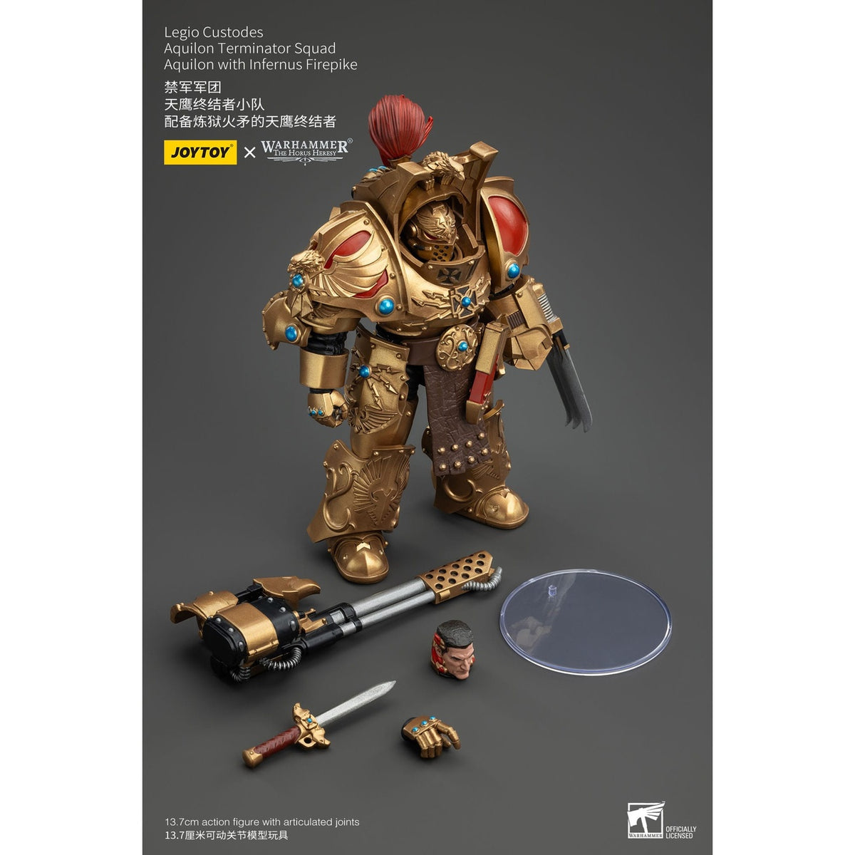 Image produit Warhammer The Horus Heresy Figurine articulée 1/18 Legio Custodes Aquilon Terminator Squad Aquilon avec Infernus Firepike 14 cm