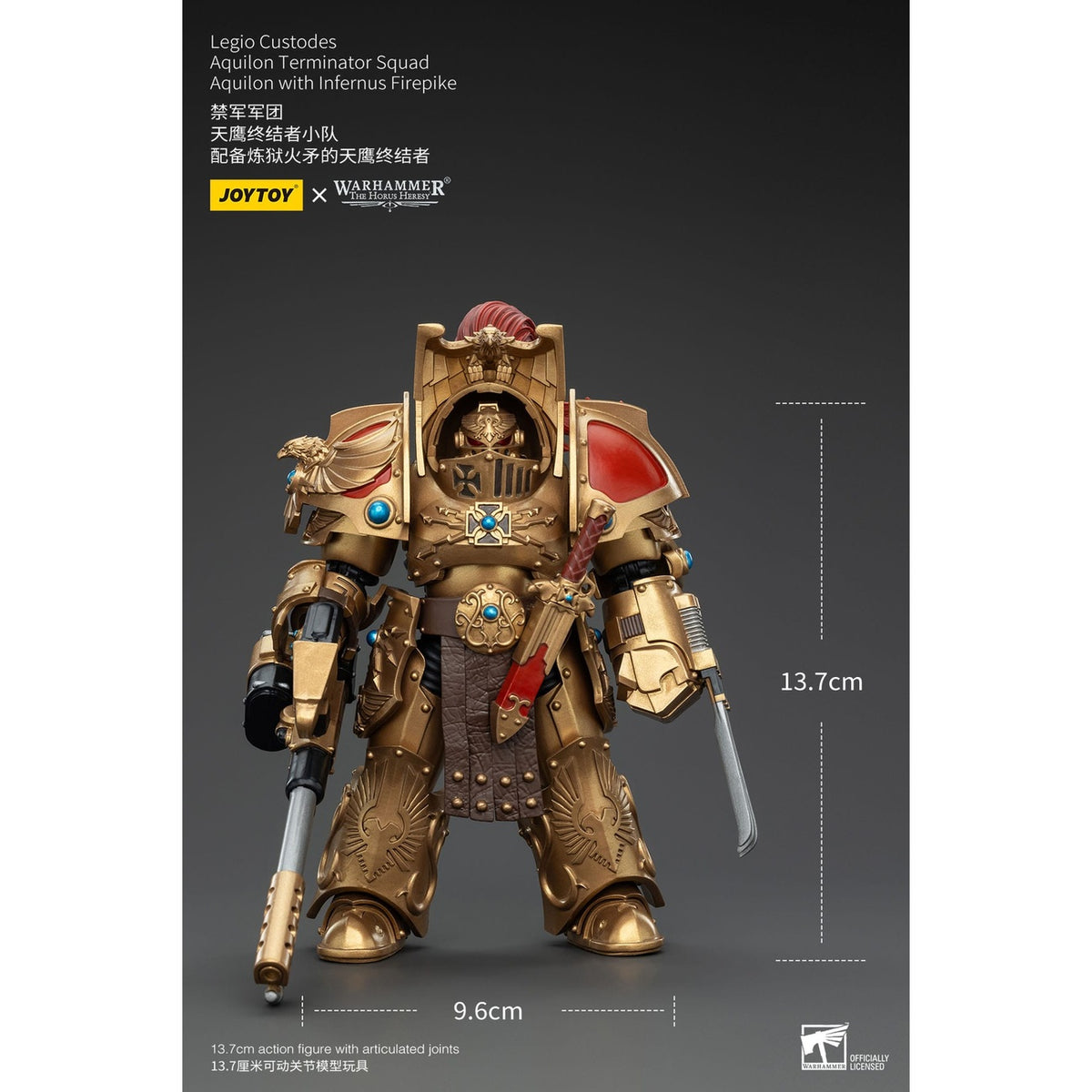 Image produit Warhammer The Horus Heresy Figurine articulée 1/18 Legio Custodes Aquilon Terminator Squad Aquilon avec Infernus Firepike 14 cm