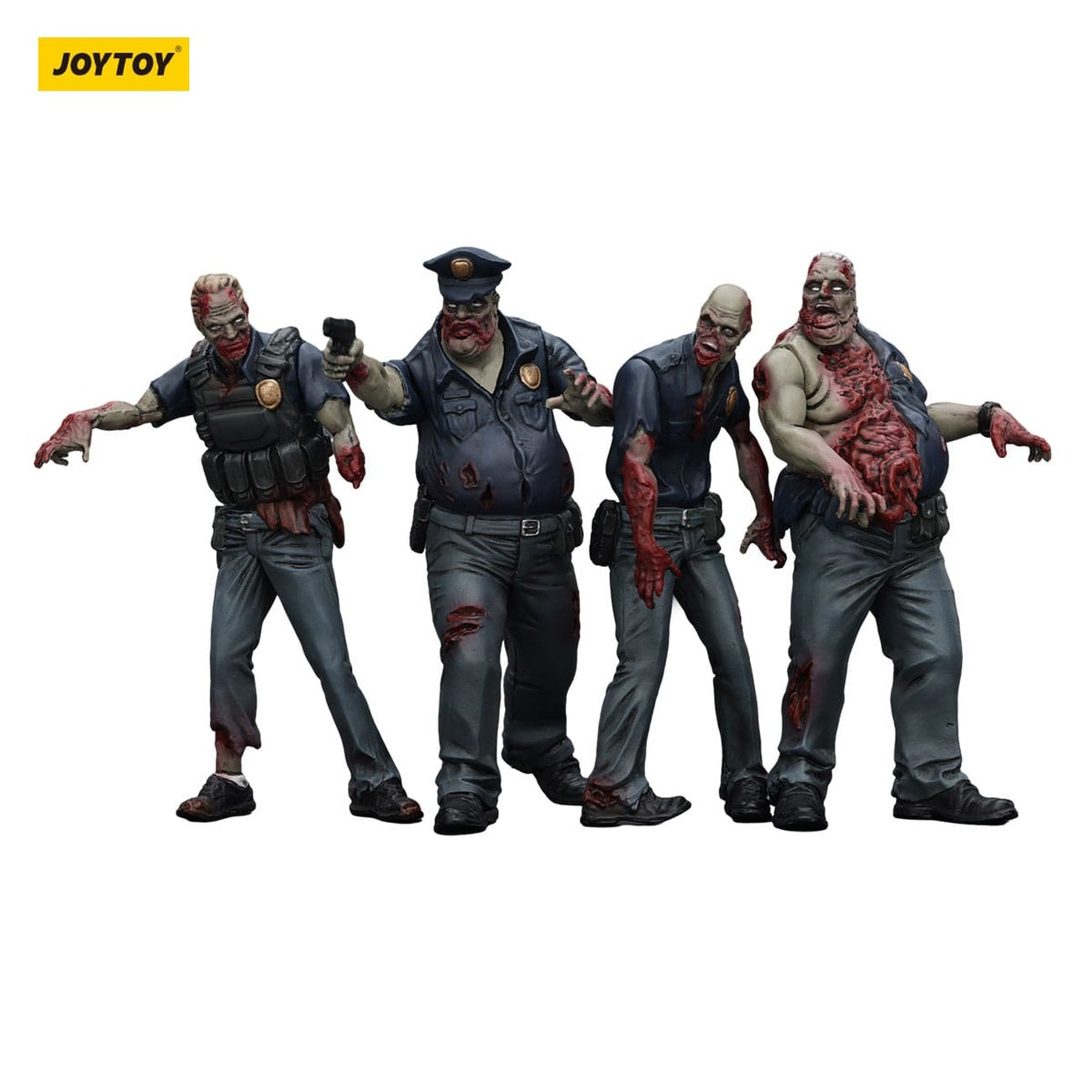 Productafbeelding Zombie Dark Source actiefiguren 4-pack Police (Male) 8 cm