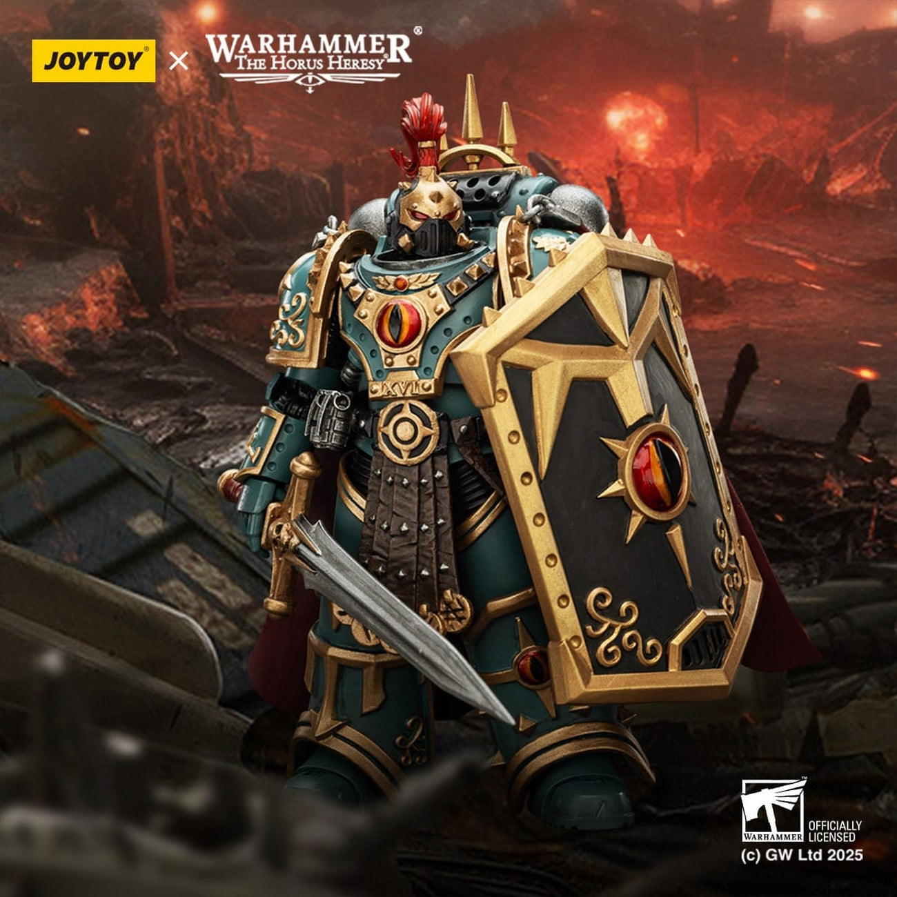 Productafbeelding Warhammer The Horus Heresy actiefiguur Sons of Horus Little Horus Aximand Captain of the 5th Company 20 cm