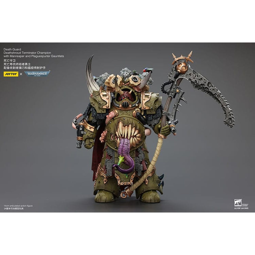 Productafbeelding Warhammer 40K Actiefiguur 1/18 Death Guard Deathshroud Terminator Champion met Manreaper en Plaguespurter Gauntlets 14 cm
