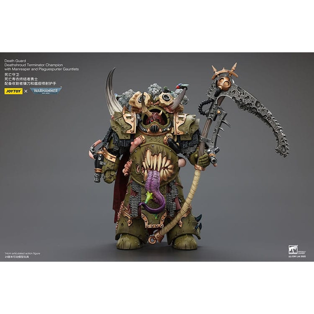 Productafbeelding Warhammer 40K Actiefiguur 1/18 Death Guard Deathshroud Terminator Champion met Manreaper en Plaguespurter Gauntlets 14 cm
