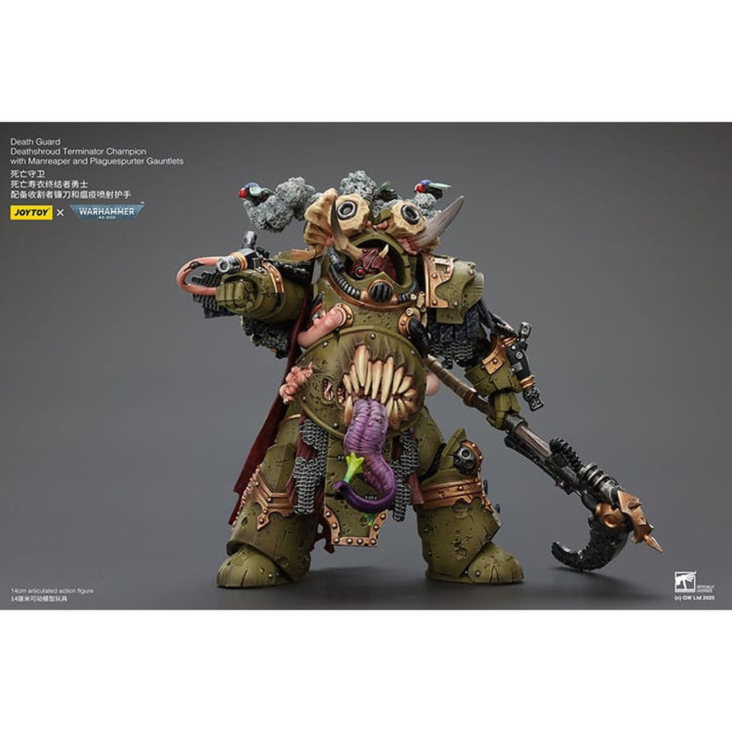 Productafbeelding Warhammer 40K Actiefiguur 1/18 Death Guard Deathshroud Terminator Champion met Manreaper en Plaguespurter Gauntlets 14 cm