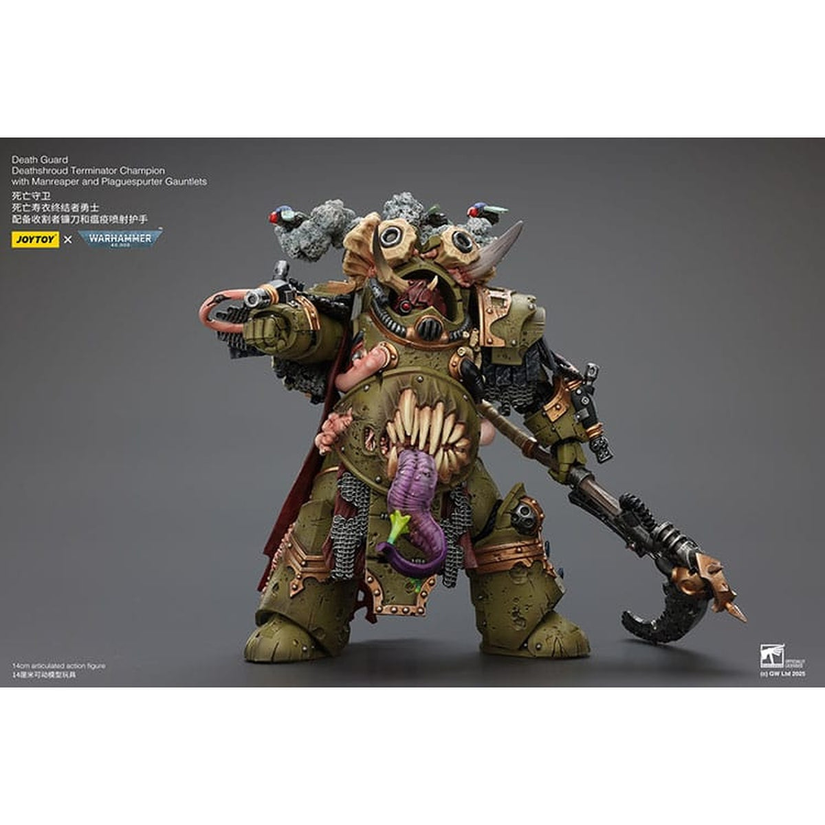 Productafbeelding Warhammer 40K Actiefiguur 1/18 Death Guard Deathshroud Terminator Champion met Manreaper en Plaguespurter Gauntlets 14 cm