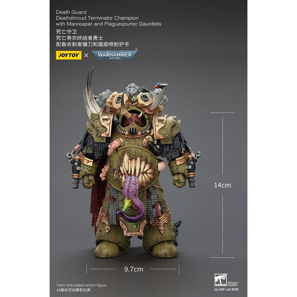 Productafbeelding Warhammer 40K Actiefiguur 1/18 Death Guard Deathshroud Terminator Champion met Manreaper en Plaguespurter Gauntlets 14 cm