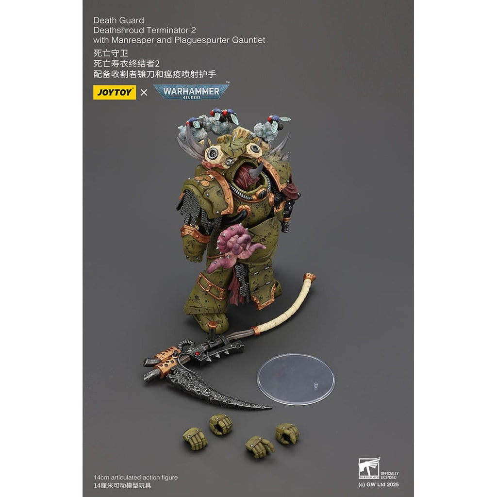 Productafbeelding Warhammer 40K Actiefiguur 1/18 Death Guard Deathshroud Terminator Champion met Manreaper en Plaguespurter Gauntlets 14 cm