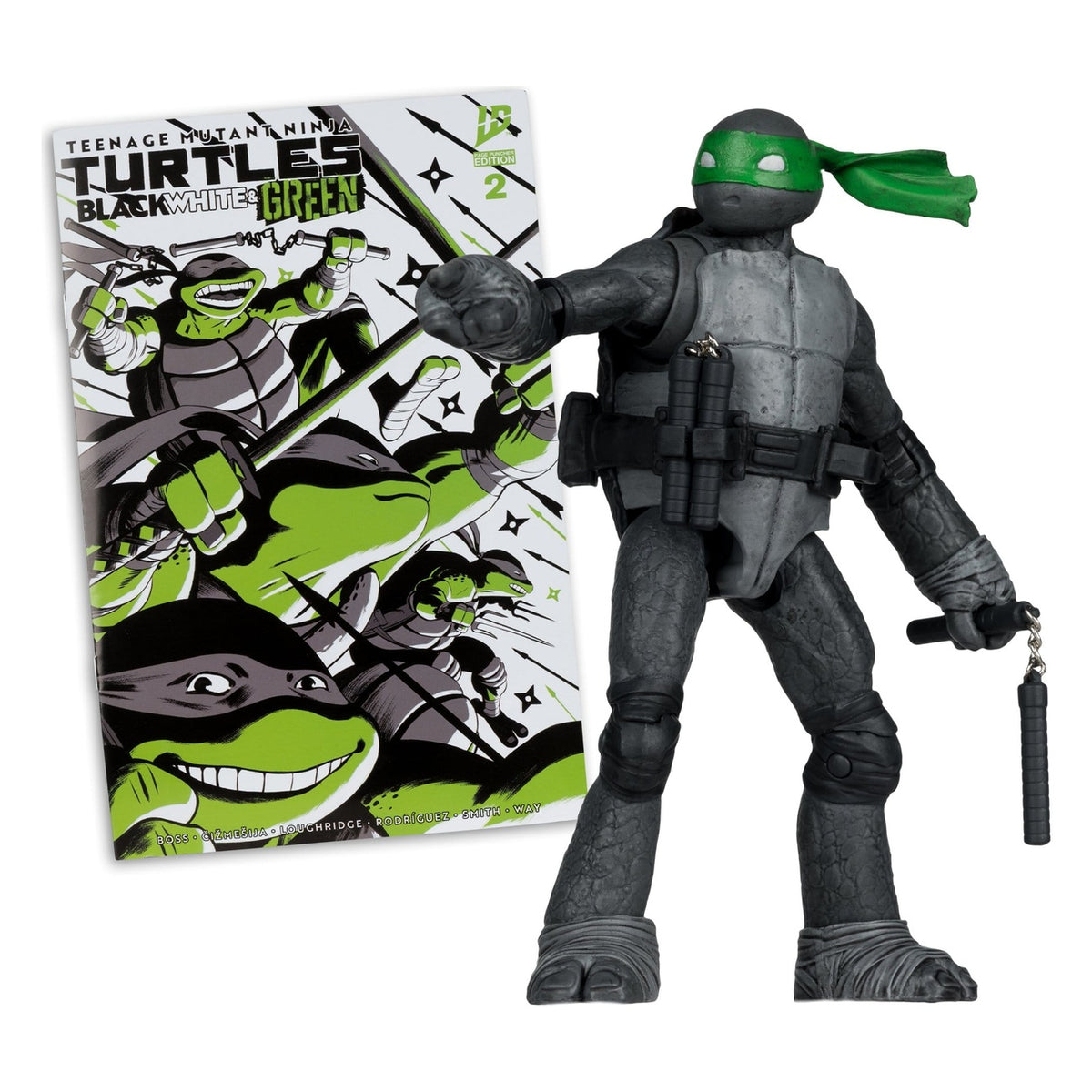 Productafbeelding Teenage Mutant Ninja Turtles Page Punchers actiefiguur Michelangelo (Black White & Green) (Red Platinum Edition) 13 cm