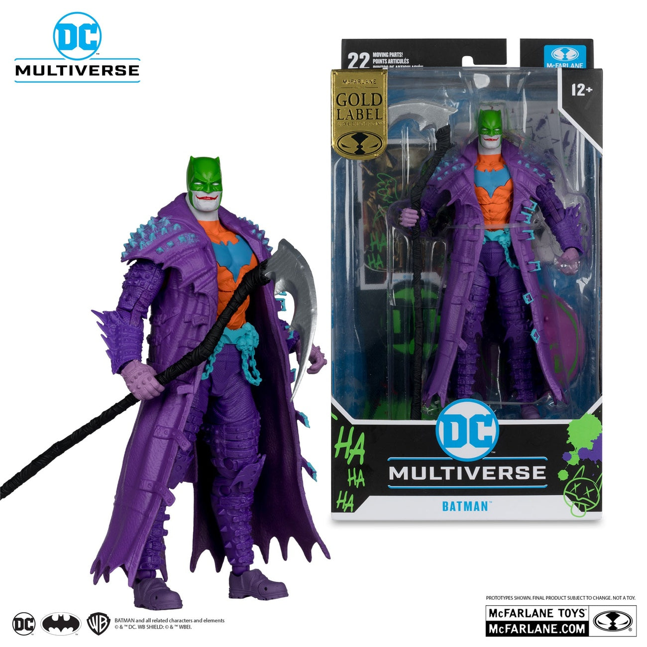 Image produit Figurine articulée DC Multiverse Batman (Dark Nights: Death Metal) Jokerized (Gold Label) 18 cm