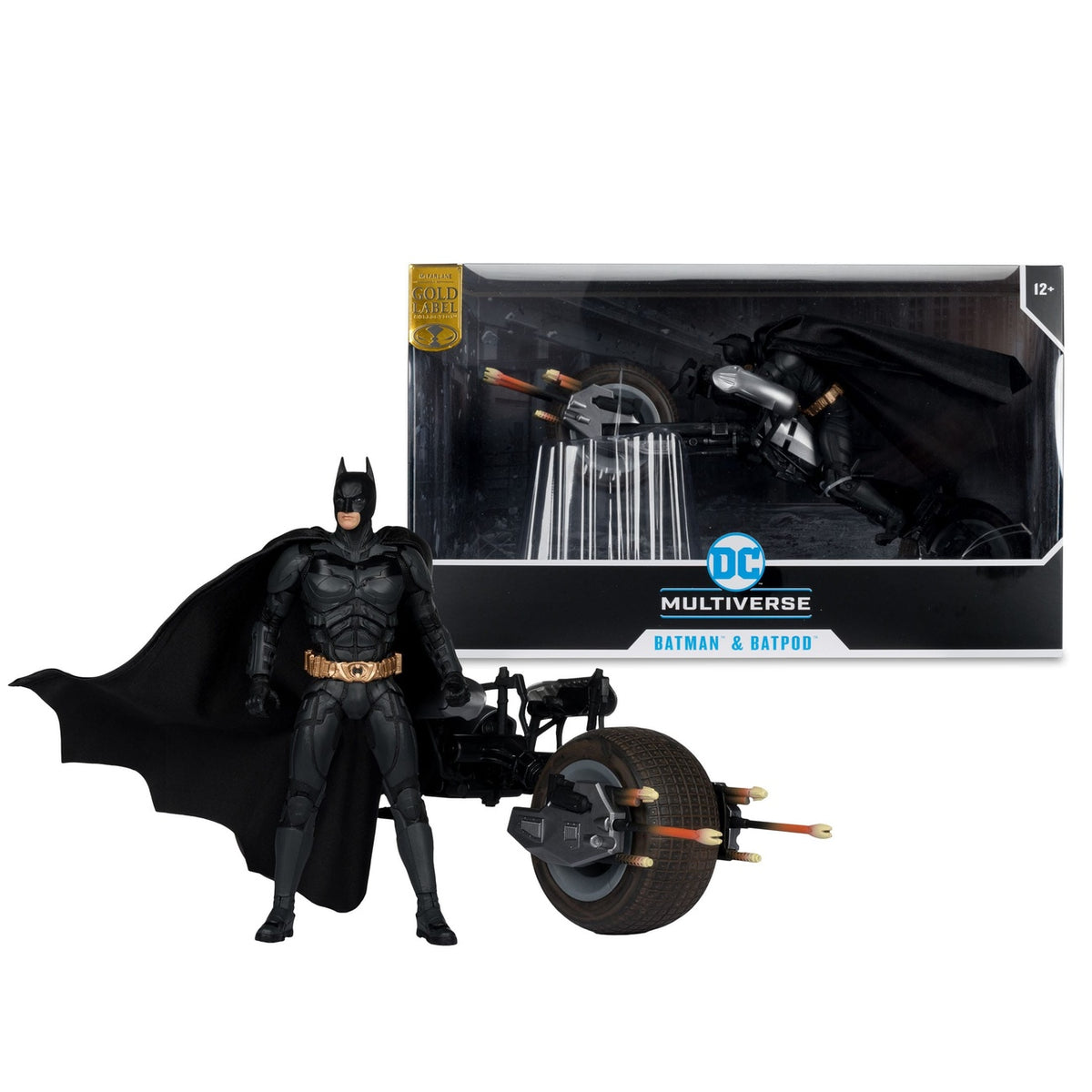 Produktbild The Dark Knight DC Multiverse Actionfigur mit Fahrzeug Batman & The Batpod 18 cm