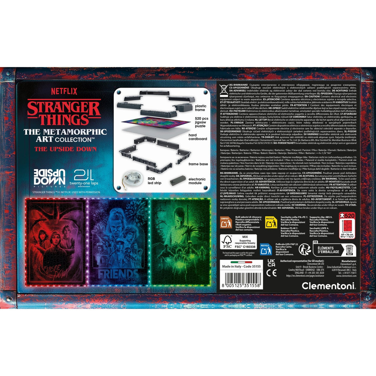 Image produit Stranger Things Metamorphic Art Collection Puzzle avec effet phosphorescent The Upside (520 pièces)