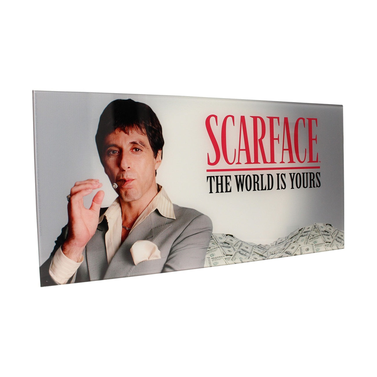 Image produit Scarface Poster en verre The World Is Yours (fond gris) 60 x 30 cm