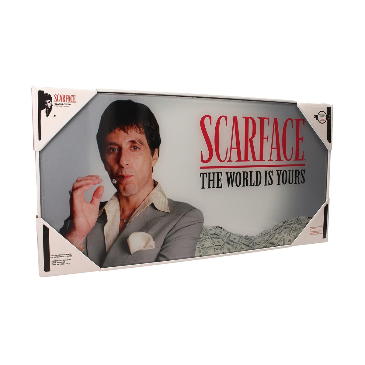Image produit Scarface Poster en verre The World Is Yours (fond gris) 60 x 30 cm